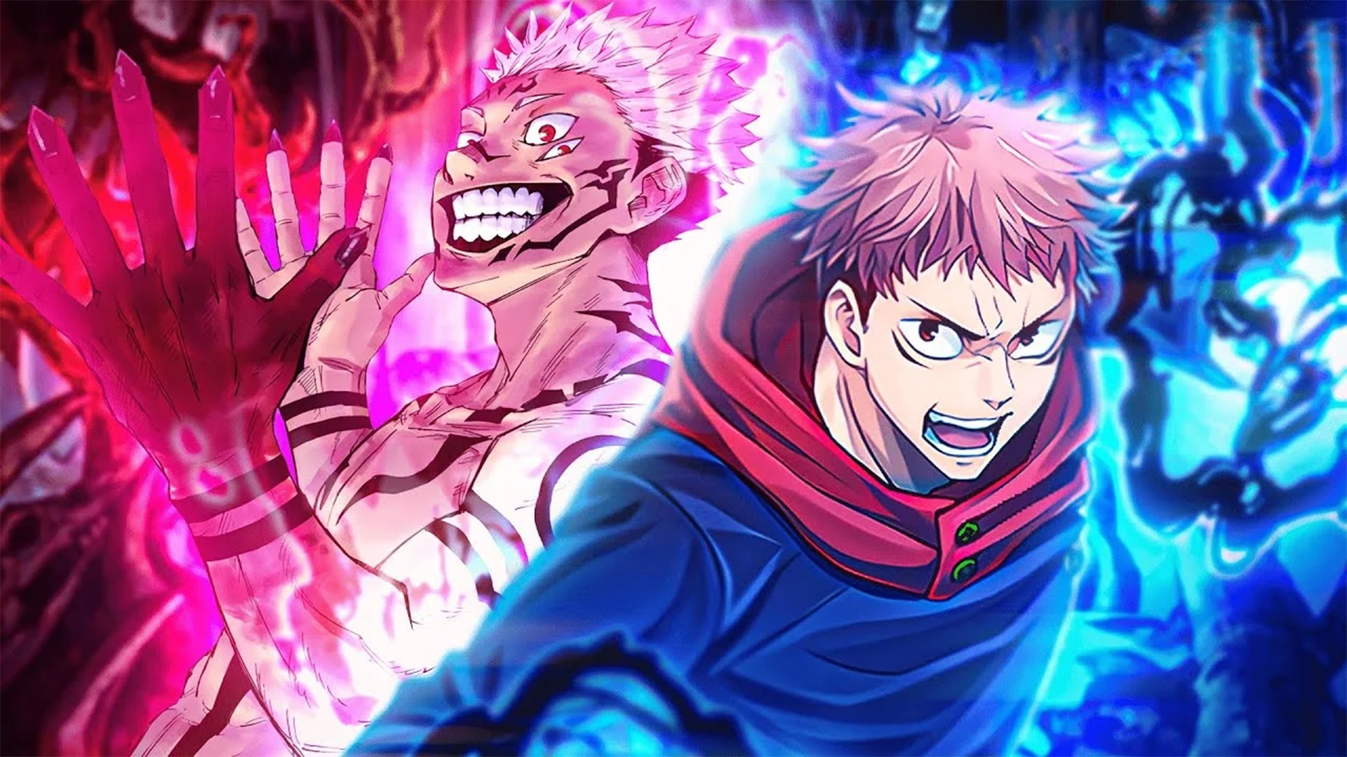 A dynamic fight scene from the Jujutsu Kaisen anime.