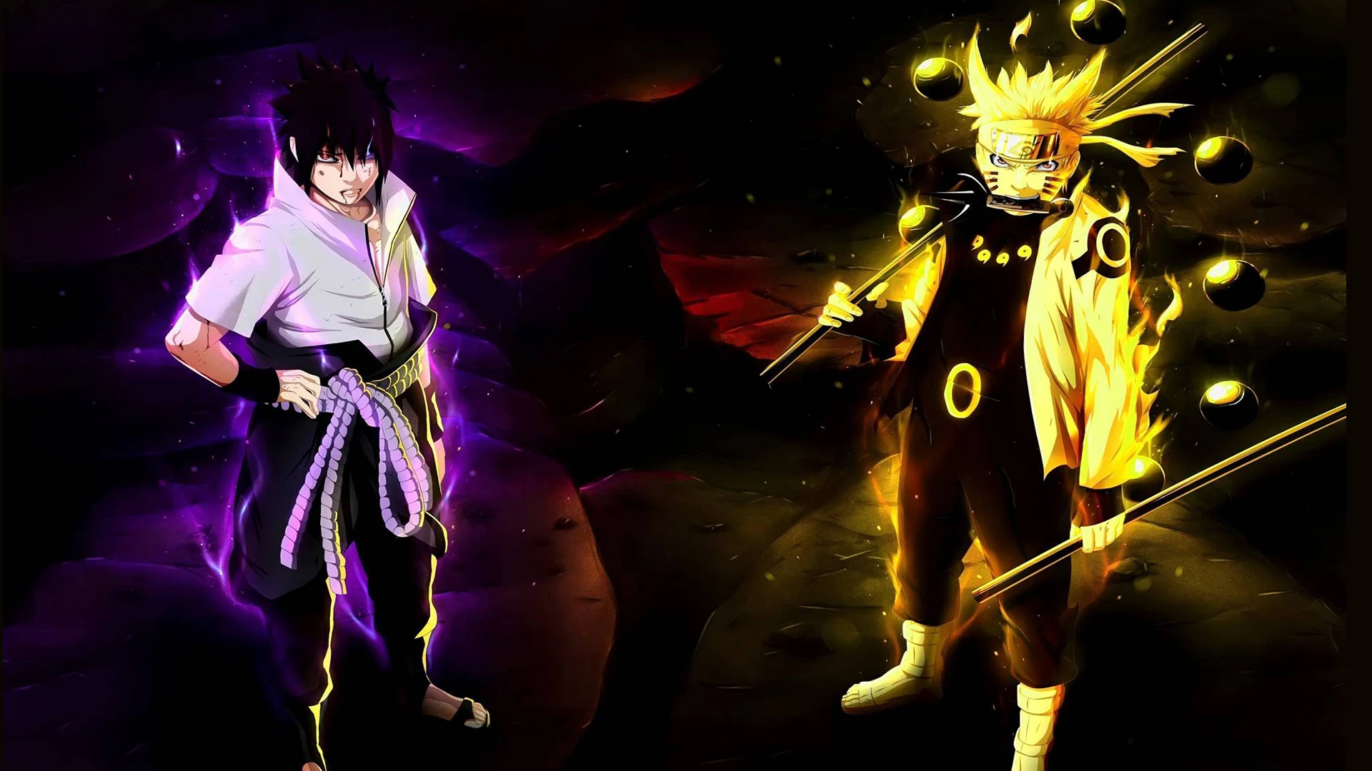 Naruto and Sasuke in a symbolic pose.