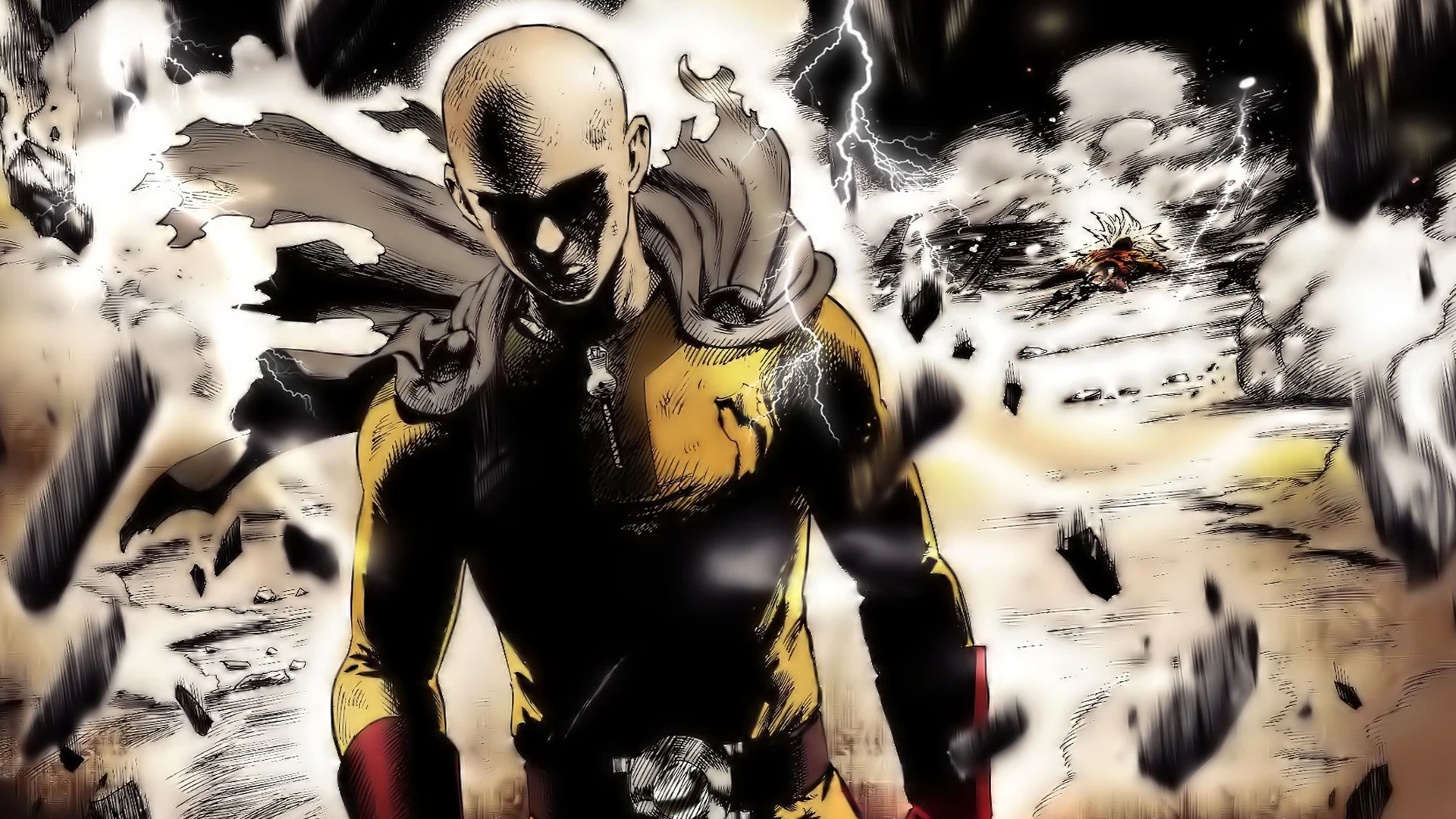 Saitama with his signature blank expression.